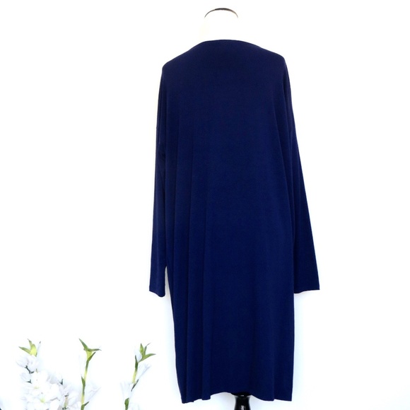 NEW! Eileen Fisher Tunic Shift Dress Pockets Stretchy Deep Purple SZ S - Picture 3 of 6